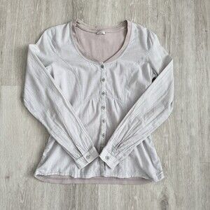 Sandwich Button-Down Top 100% Cotton Neutral Two-Tone Women Size 36 (US 4/6) EUC